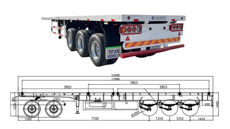 40 Feet Flatbed Trailer 3 Axle | Flatbed Tractor Trailer for Sale in Congo
