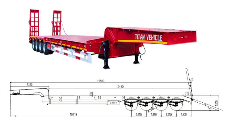 4 Axle Low Loader Truck - 100 Ton Lowbed Trailer Truck for Sale in Congo
