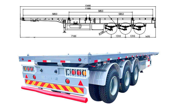 Tri Axle Flatbed Semi Trailer | 40 Ft Flatbed Semi Trailer for Sale in Congo
