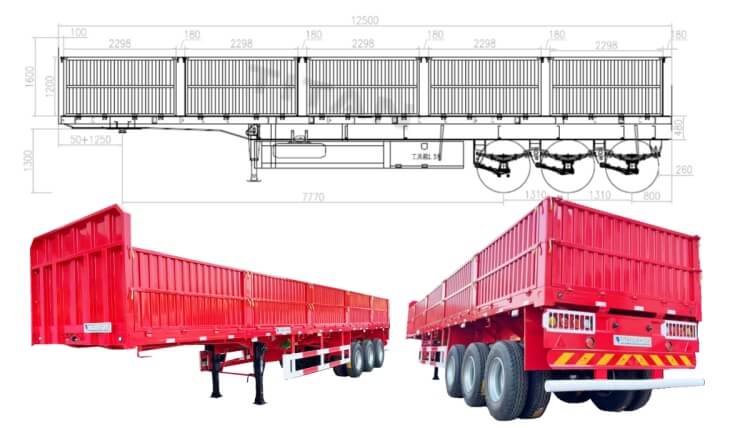 China 50 Ton Bulk Cargo Side Wall Flatbed Semi Trailer for Sale in Congo 