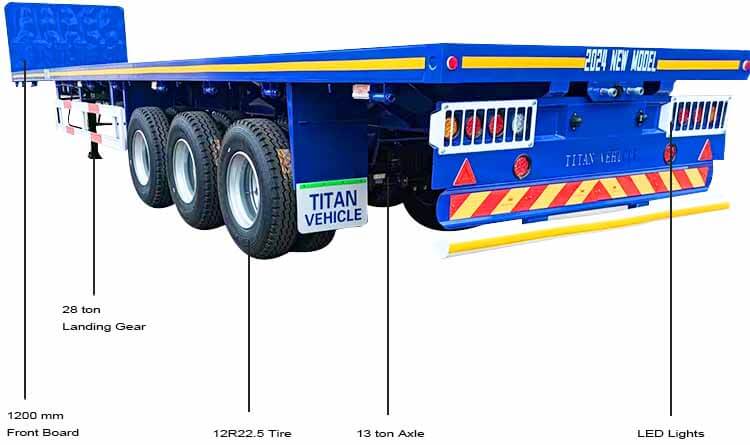Tri Axle 40 Ft Flatbed Semi Trailer for Sale in Kinshasa Congo