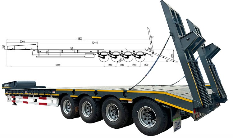 4 Axle 100 Ton Lowbed Truck for Sale in Kinshasa Congo
