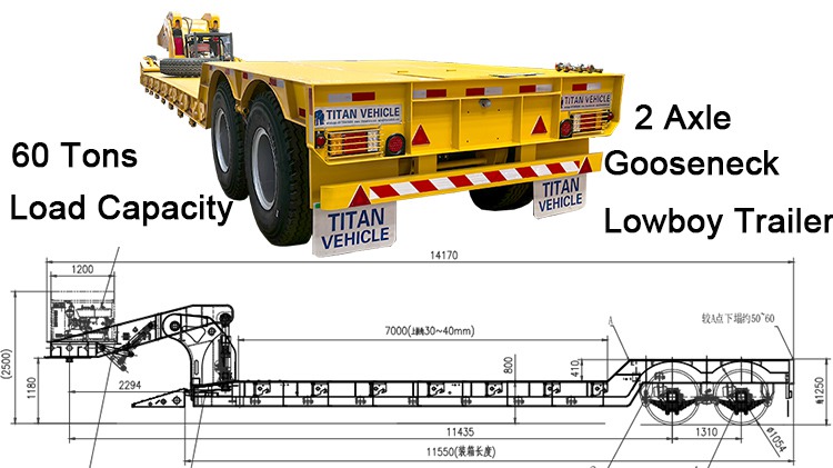 2 Axle 60 Tons Detachable Trailers in Congo