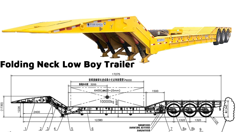 100 Tons Folding Neck Lowboy for Sale in Congo
