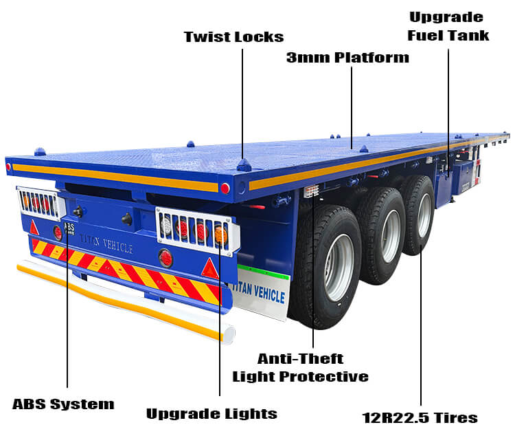 Tri Axle 40 ft Flatbed Trailer Truck for Sale in DR Congo