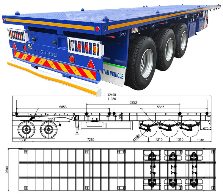 Tri Axle 40 ft Flatbed Trailer Truck for Sale in DR Congo