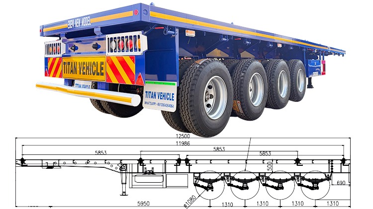 4 Axle 80 ton Flatbed Truck Trailer for Sale in Congo
