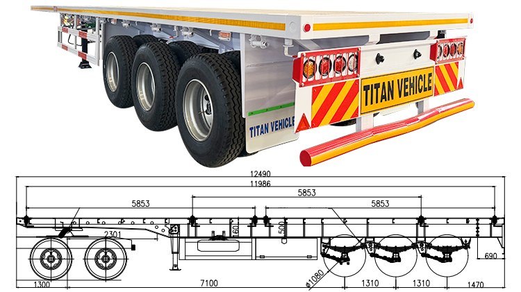 Tri Axle 40 Feet Flatbed Container Trailer for Sale in Congo