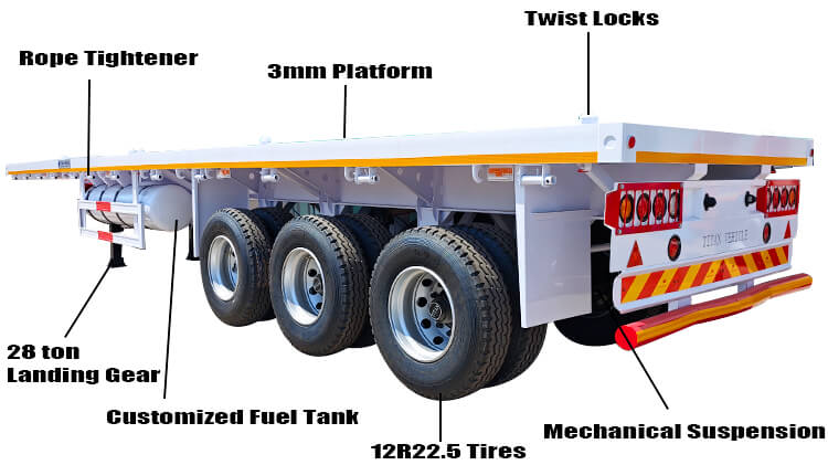3 Axle 40 Ft Flatbed Semi Trailer for Sale in Kinshasa DR Congo