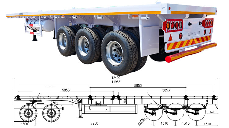 3 Axle 40 Ft Flatbed Semi Trailer for Sale in Kinshasa DR Congo