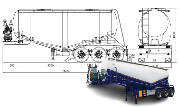 3 Axle 40 Ton Bulker Cement Tankers Truck Trailer for Sale in Congo